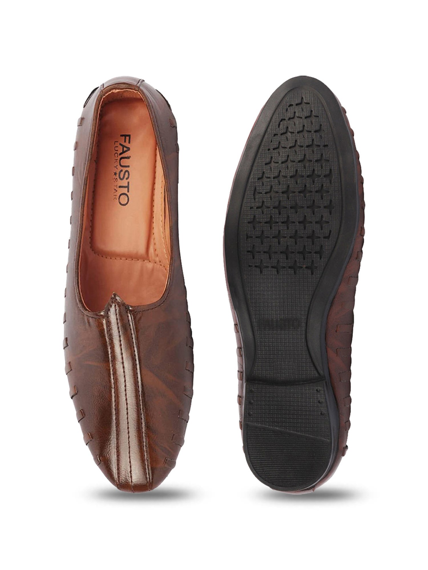 Fausto Men's Brown Ethnic Juttis
