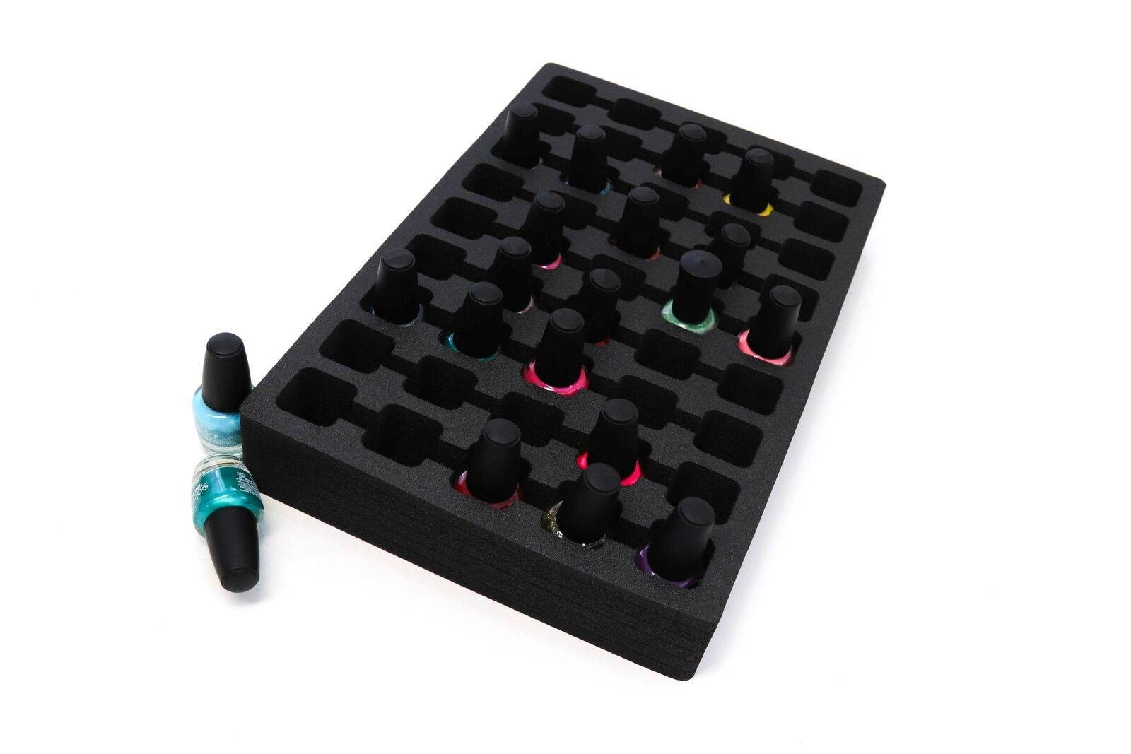Nail Polish Drawer Organizer Washable Insert Tray Black Foam 9.5" x 14.9" x 2"