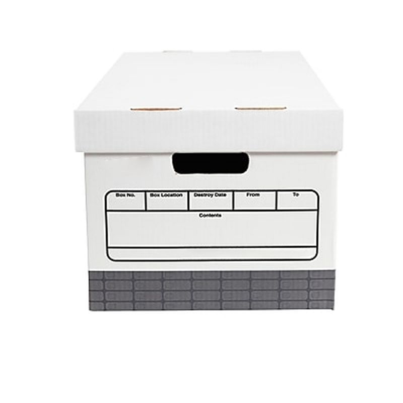 MyOfficeInnovations Recycled Corrugated BXes Medium-Duty Letter Size White/Gray 12/CT 690748