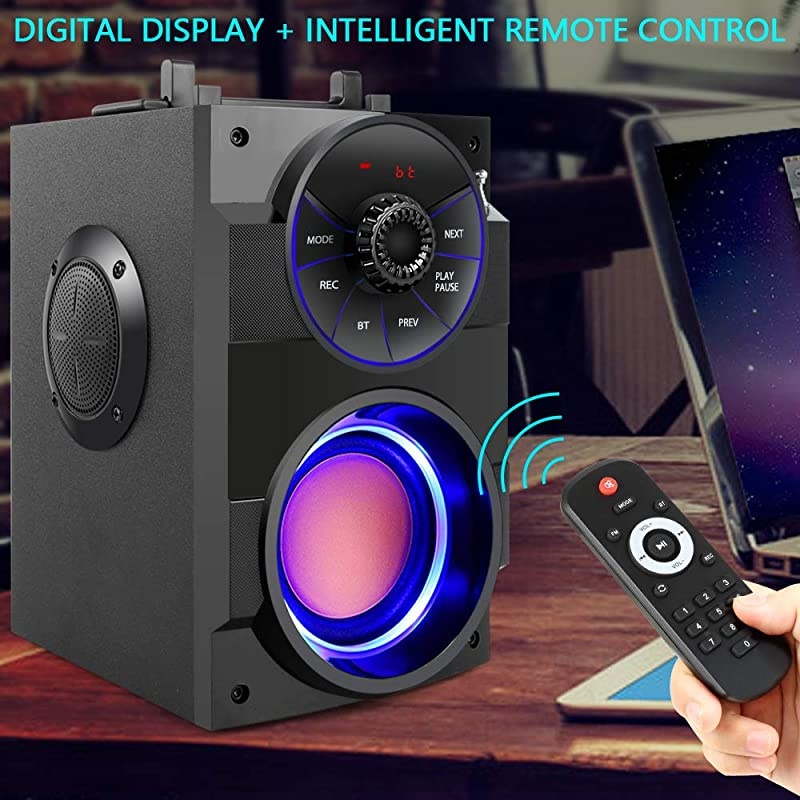 Portable Bluetooth Speakers with Subwoofer Rich Bass Wireless OutdoorIndoor Party Speakers MP3 Player Powerful Speaker Support Remote Control FM Radio for Phone Computer PC Home TV