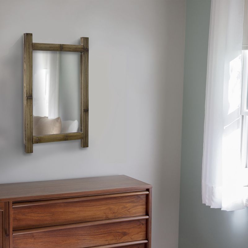 16.3" x 26" Bamboo Wood Framed Wall Vanity Mirror Brown - American Art Decor