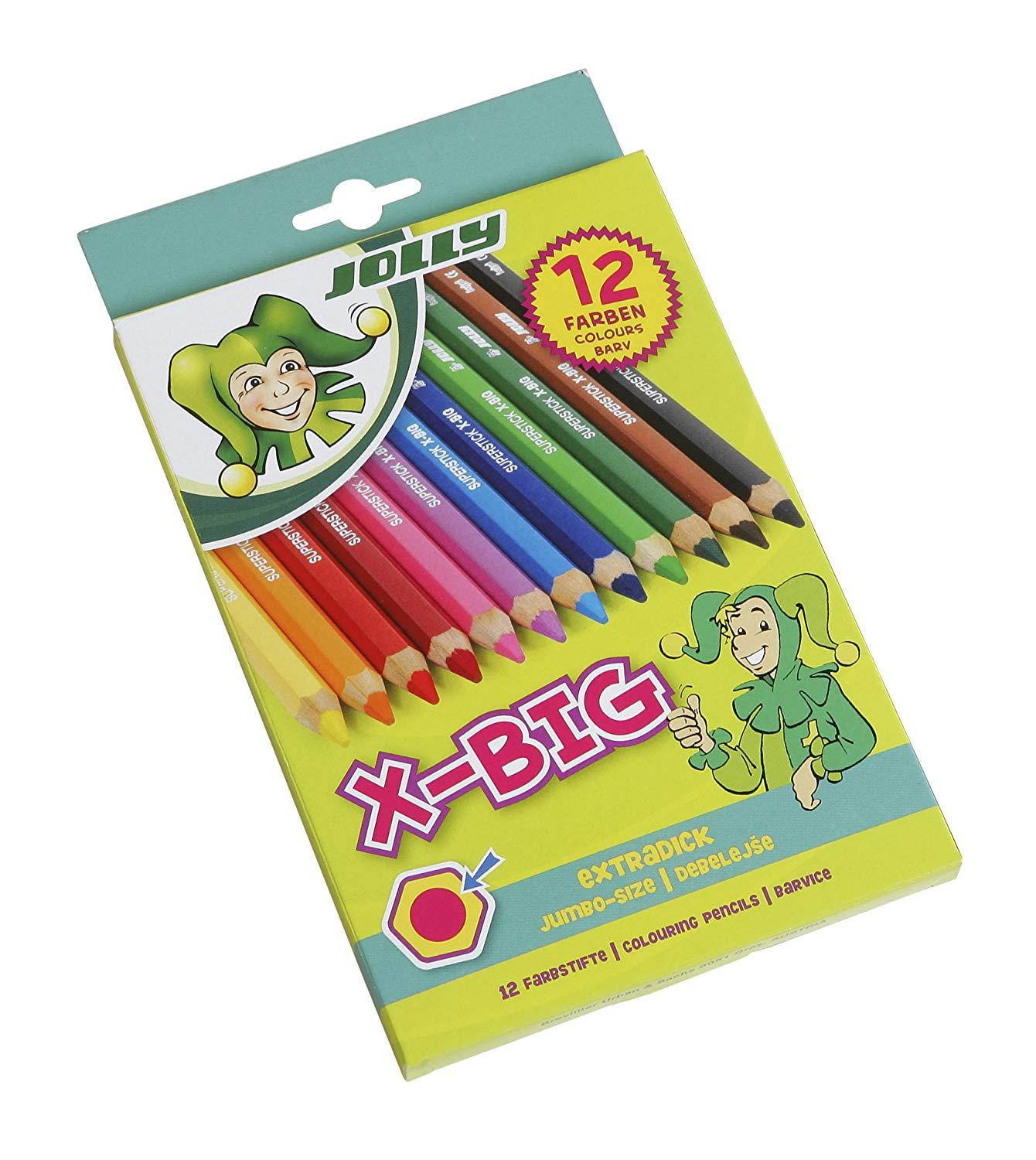 Jolly X-Big Jumbo Colored Pencils; Set of 12, Perfect for Special Needs, Art Therapy, Pre-School and Early Learners