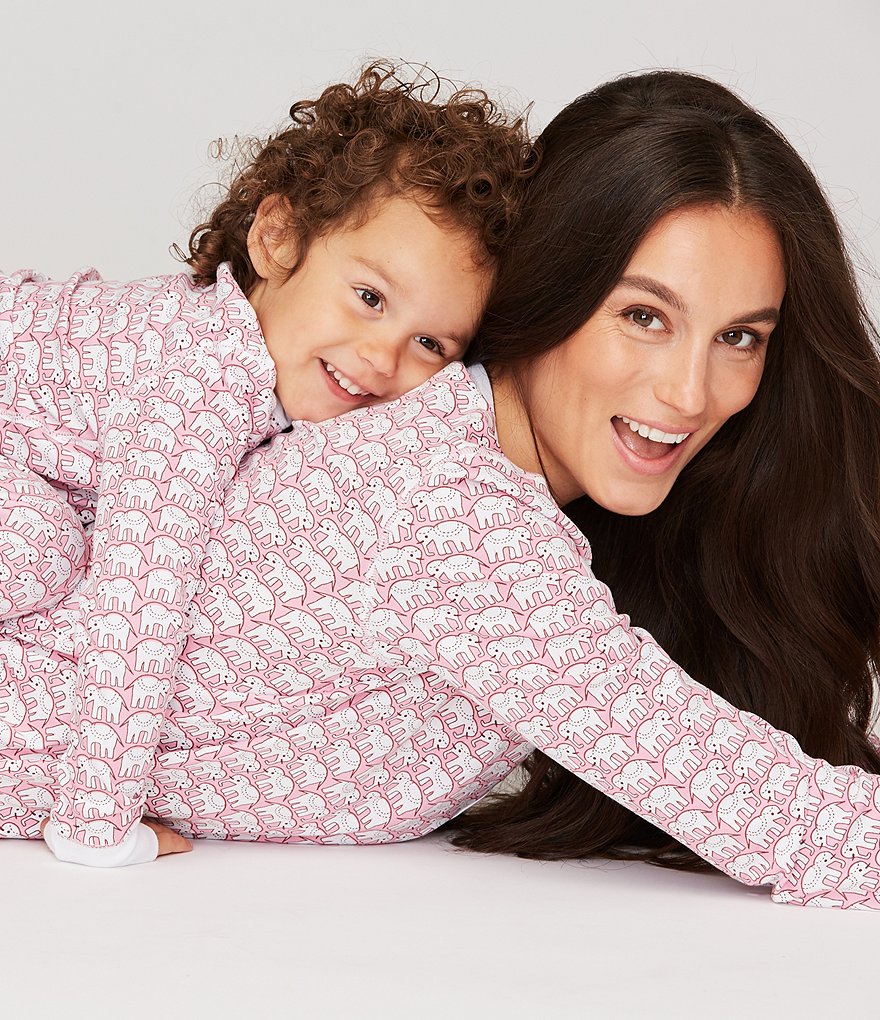 Roller Rabbit Knit Family Matching Elephant Print Henley Coordinating Pajama Set