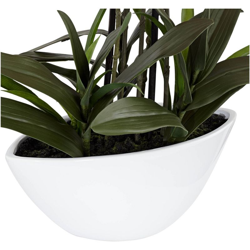 Dahlia Studios Real Touch Pink Orchid 28" High Faux Flowers in White Pot