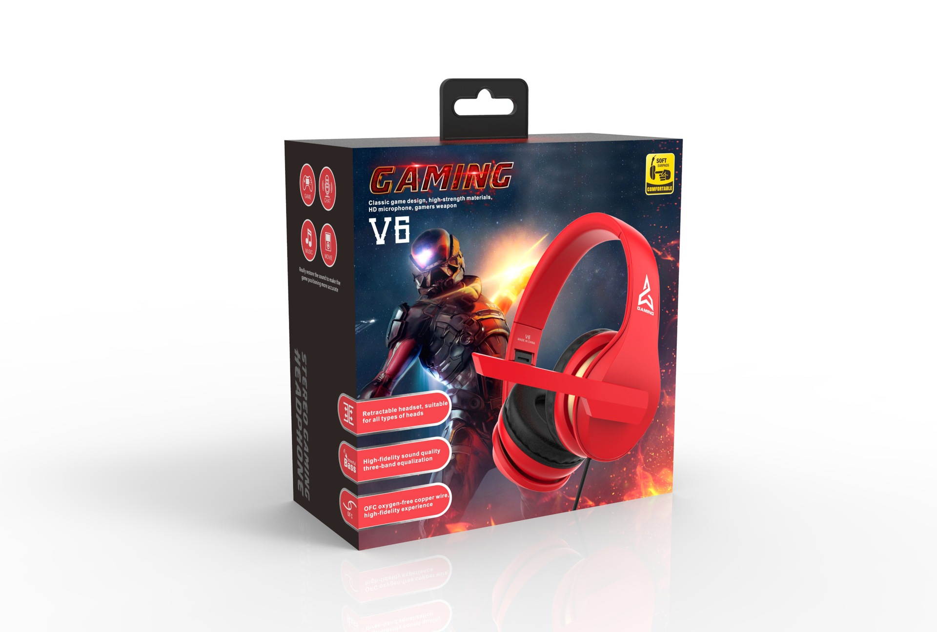 ALAMENGDA Gaming Headset Head-Mounted Gaming Music Running Subwoofer Stereo Computer Headset for Apple/Android/PC