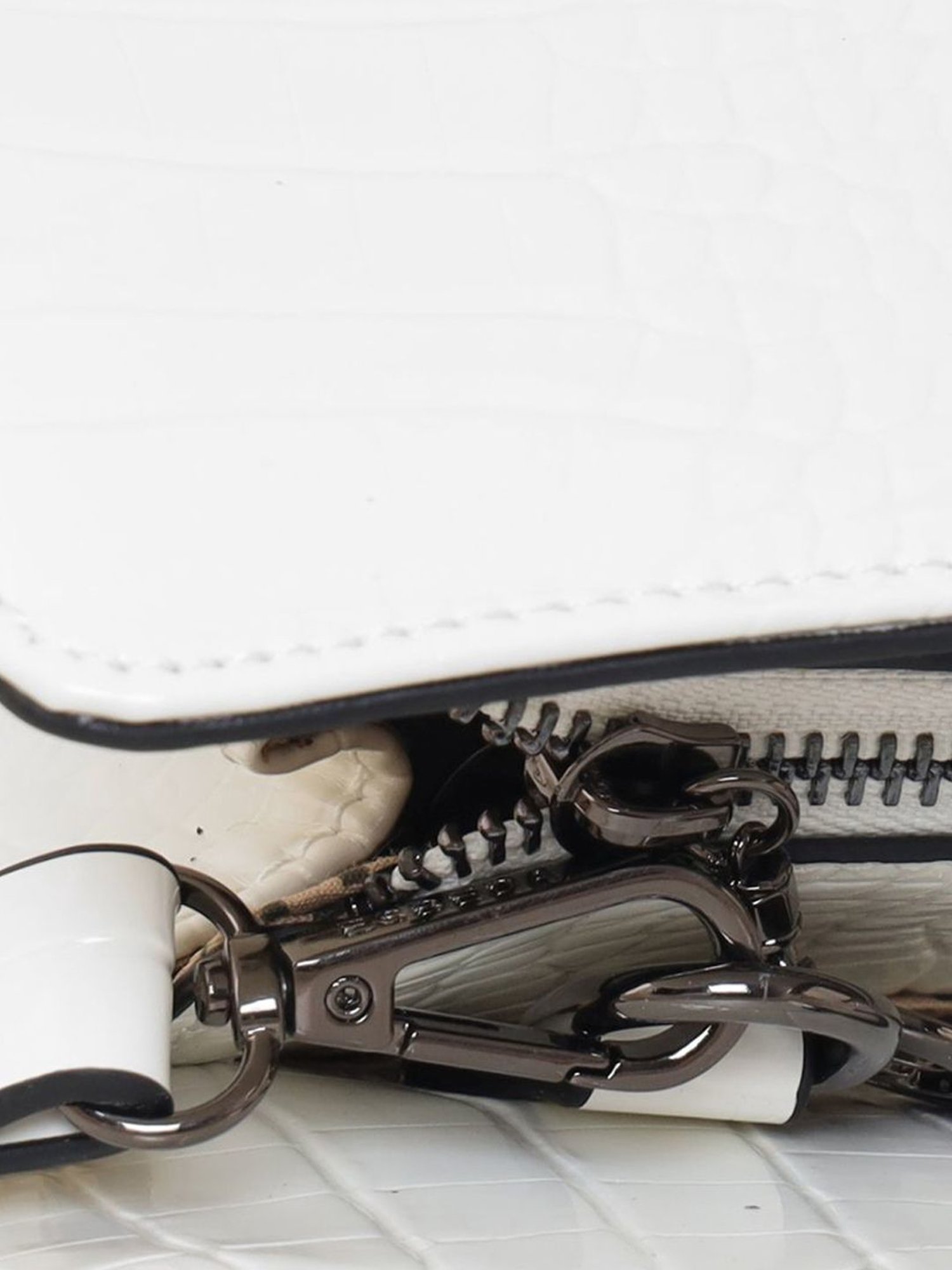 Esbeda Glossy White PU Textured Handbag