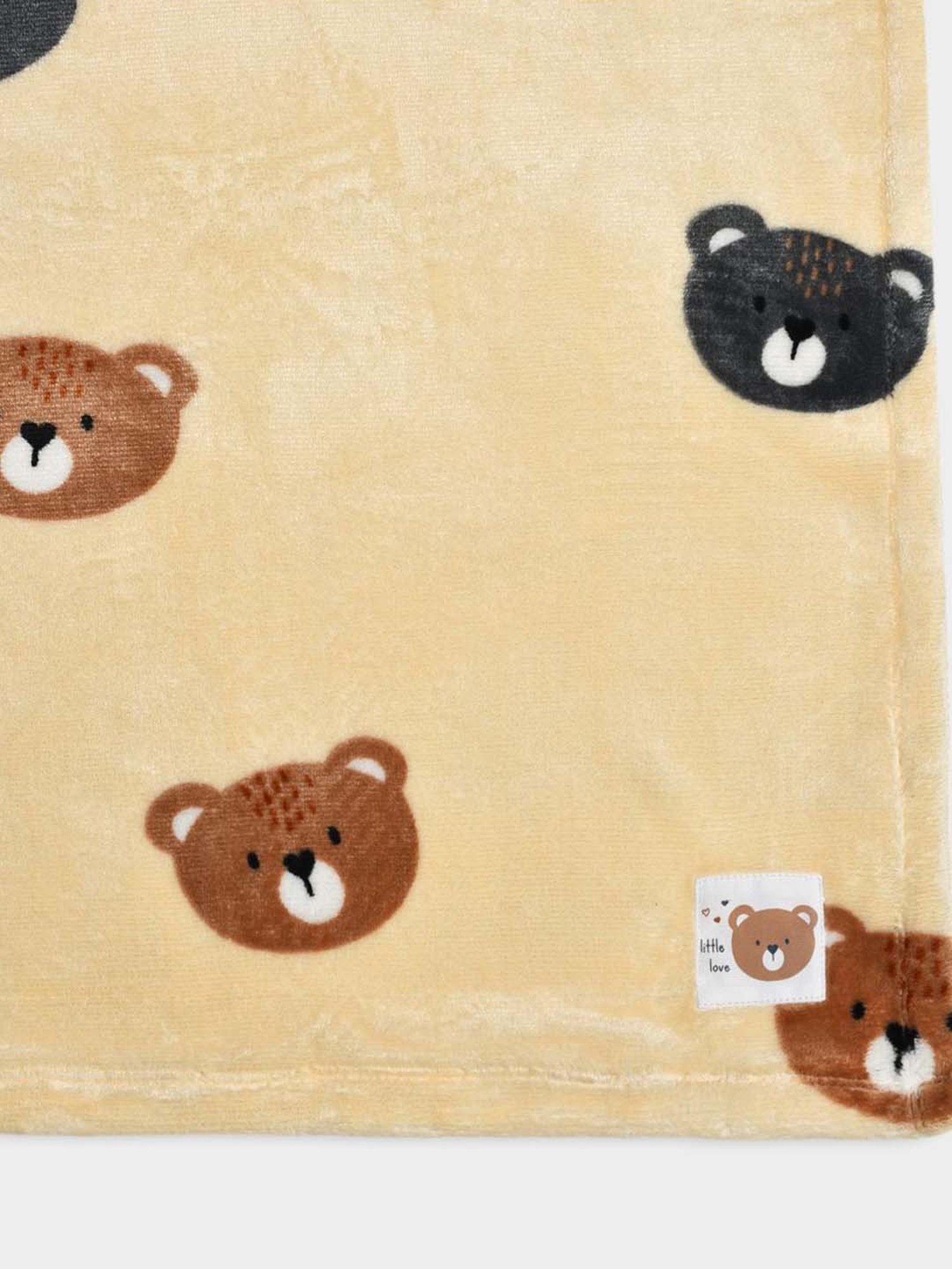 MiArcus Cream Polyester 210 GSM Face Printed Flurry Knitted Blanket