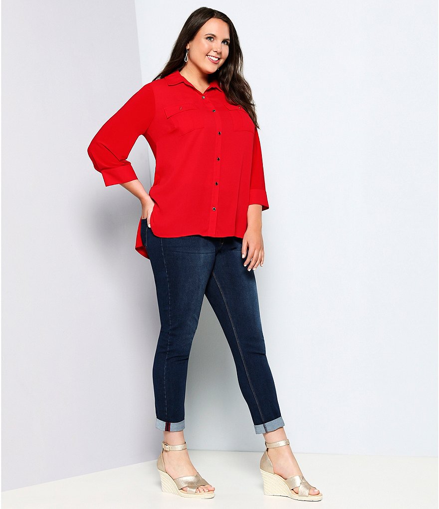 Slim Factor by Investments Plus Size Classic Waist Denim Skinny Cuff Legging