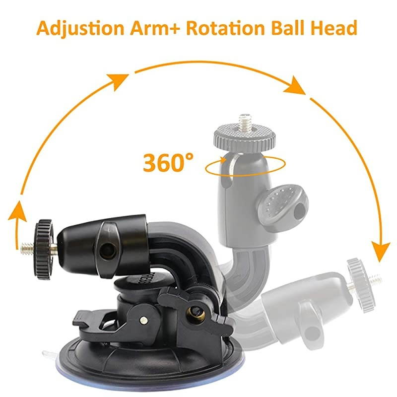 Dashboard DSLR Car Mount with Strong Suction Cup and Insurance Tether use for Canon, Nikon, Sony, Neewer, DSLR, Olympus, Pentax, HeroFiber and More Cameras