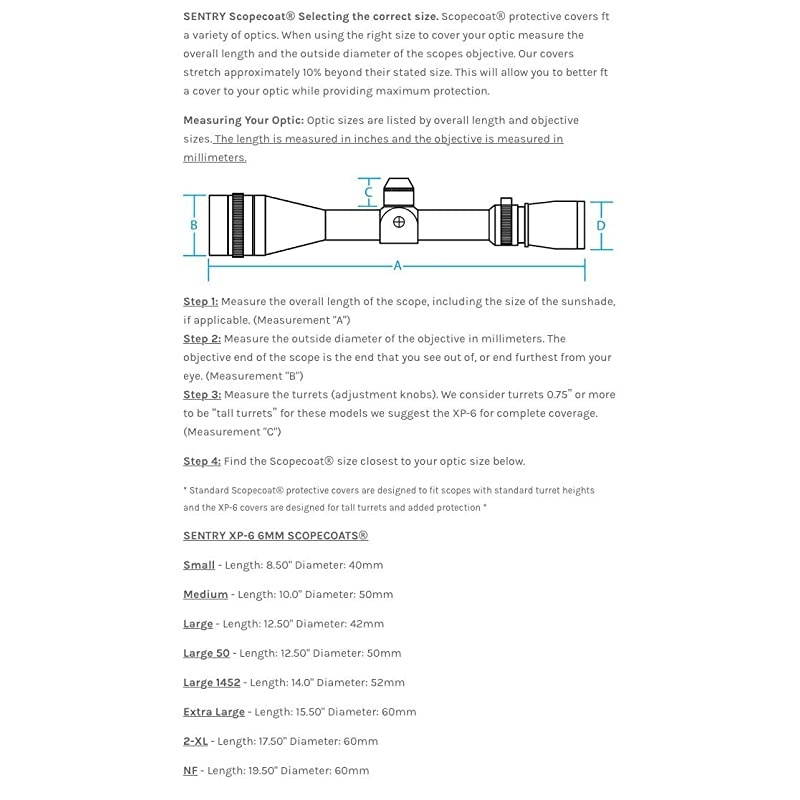 XP6 Neoprene Scope Cover 6mm Large 125 in x 42 mm