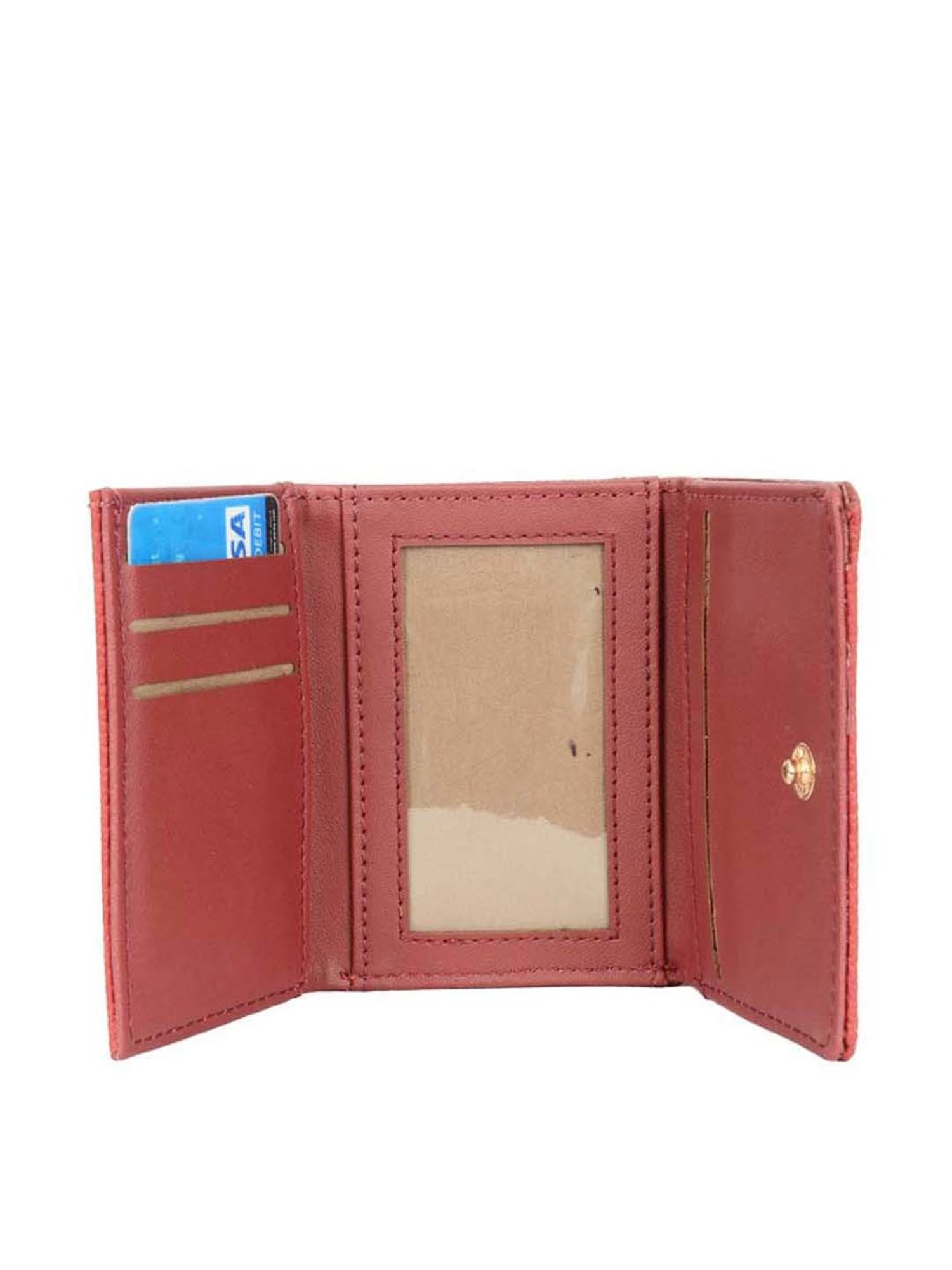 Baggit Red Textured Tri-Fold Wallet for Women