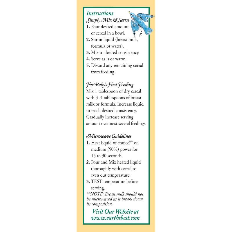 Earth's Best Organic Whole Grain Baby Oatmeal Cereal - 8oz