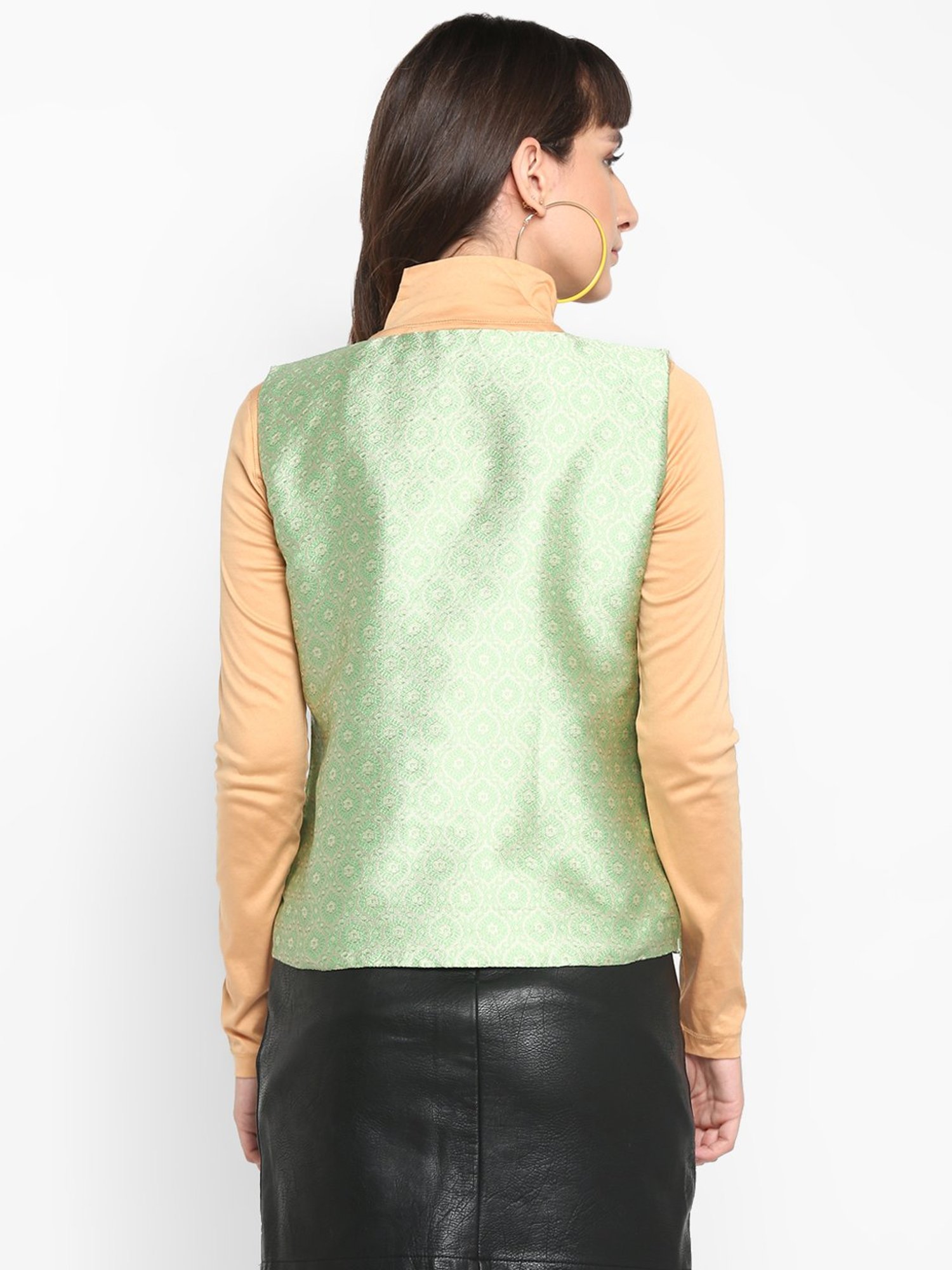 Hangup Green Jacquard Pattern Shrug
