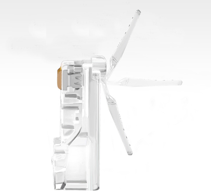 Stranded Network Cable Crystal Head  
RJ45 8P8C Modular Plug Cat5 Crimp Connectors for UTP,Cat5e with curved without broken leg