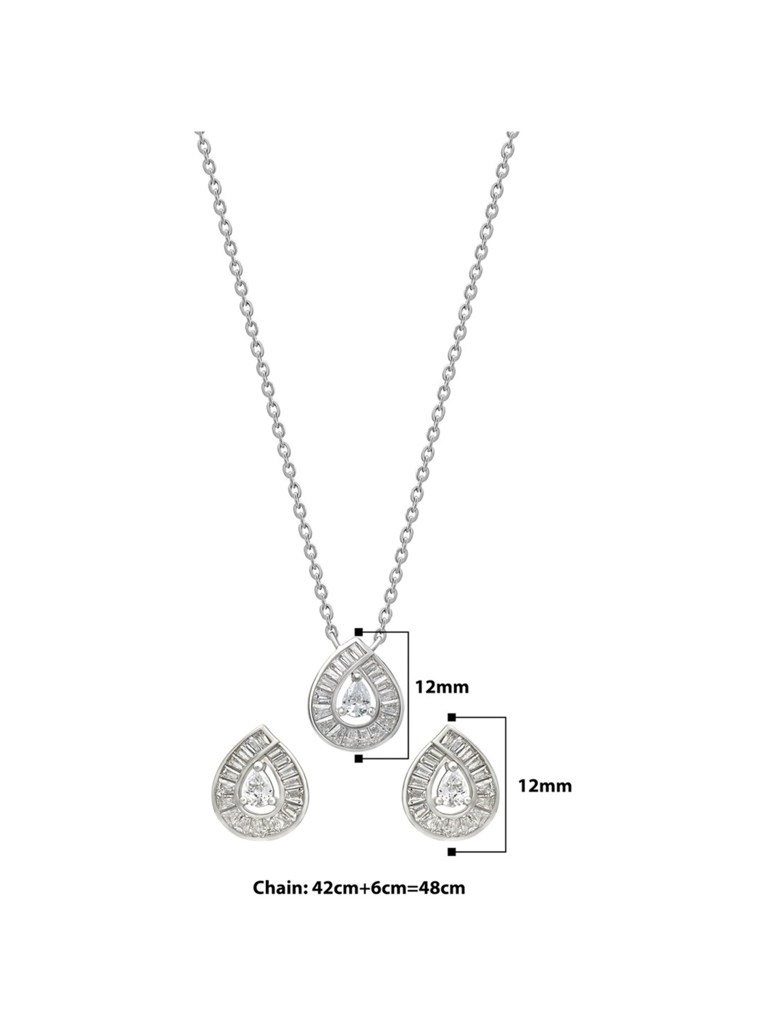 Silberry 92.5 Sterling Silver Princess Diana Necklace Set