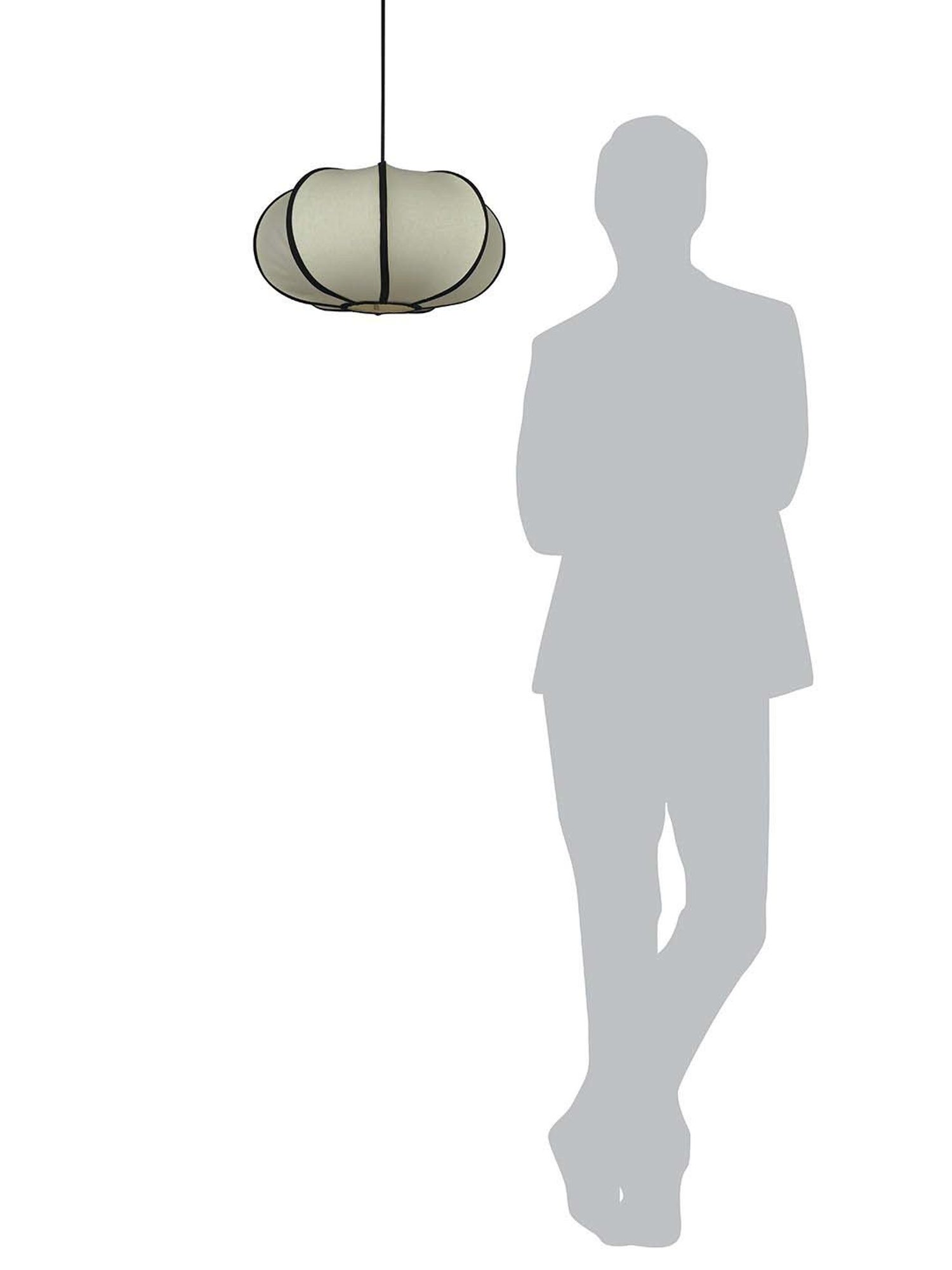 FOS LIGHTING White & Black Fabric Pumpkin-Shaped Hanging Light