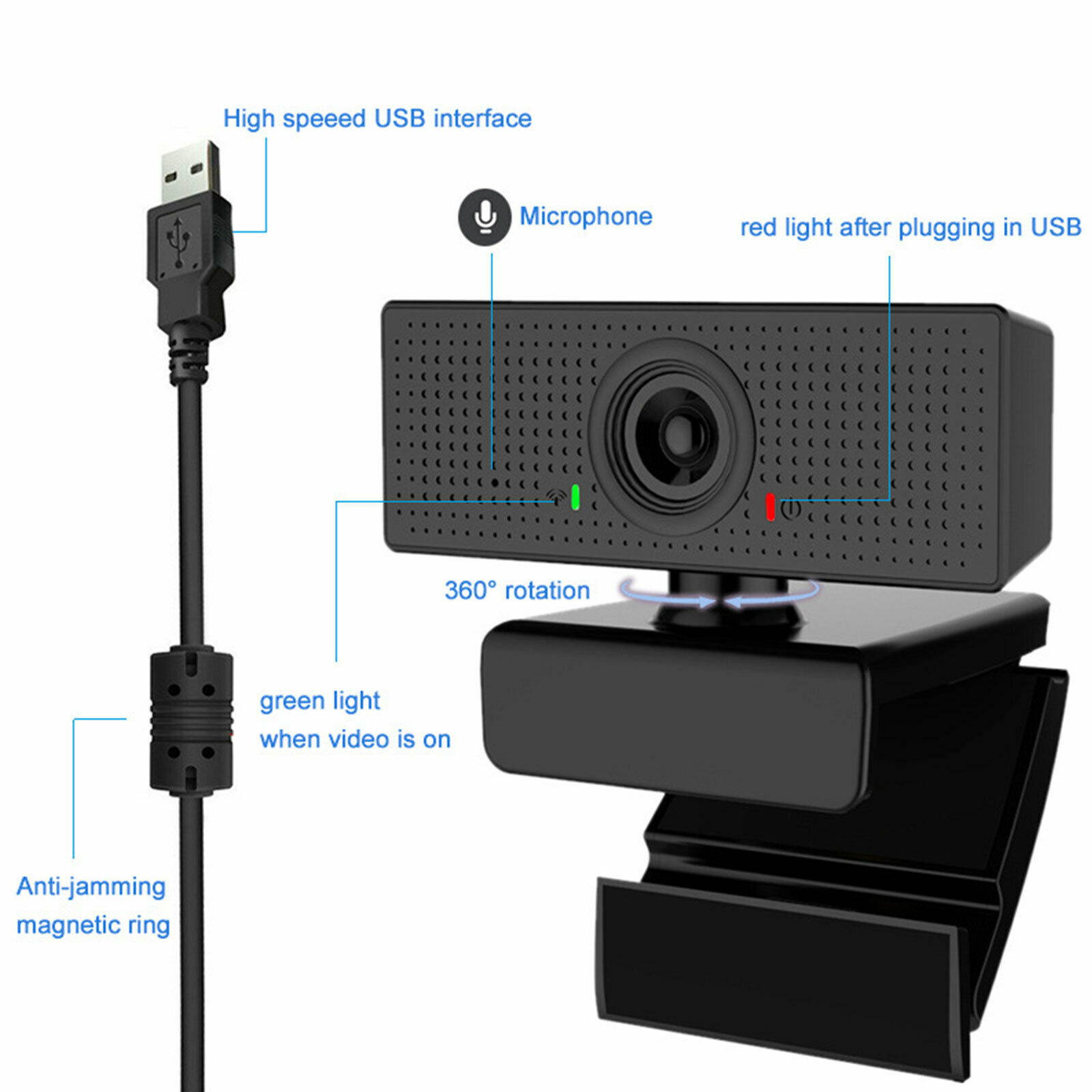 Webcam 1080P FHD Web Camera Auto Focusing Cam Microphone For PC Laptop Desktop
