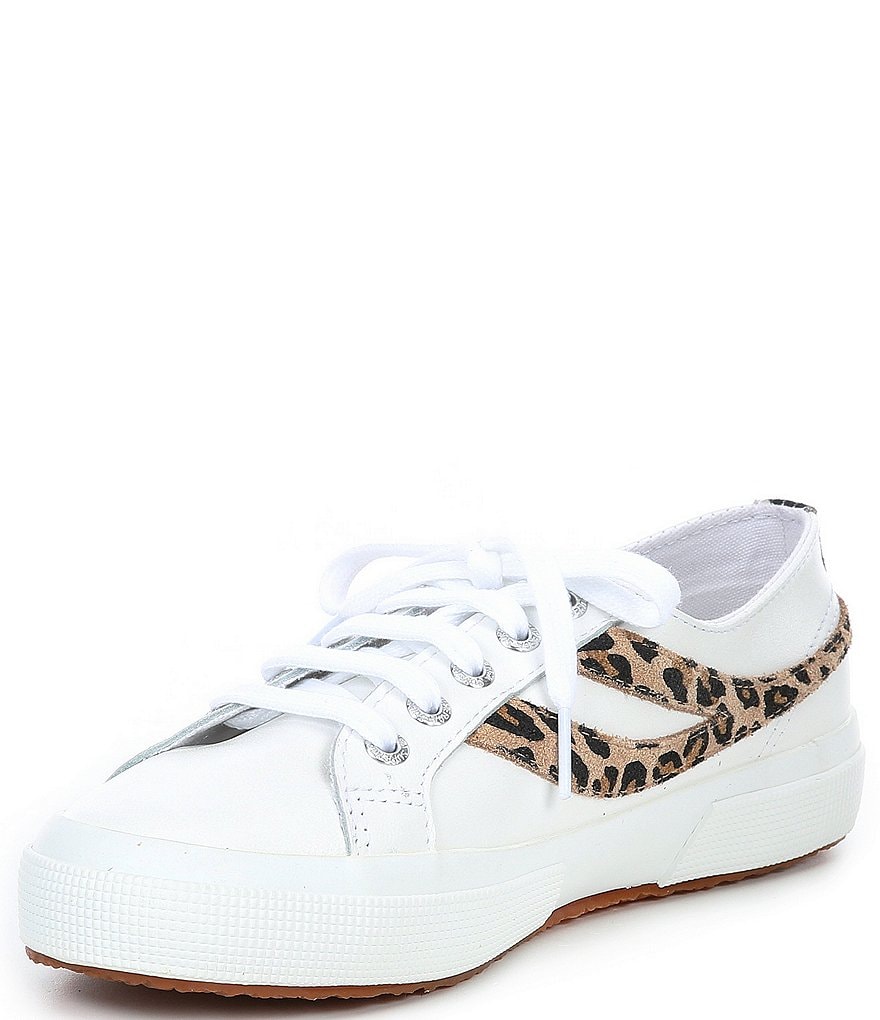 Superga Women's 2953 Nappa Leather Leopard Suede Lace-Up Sneakers