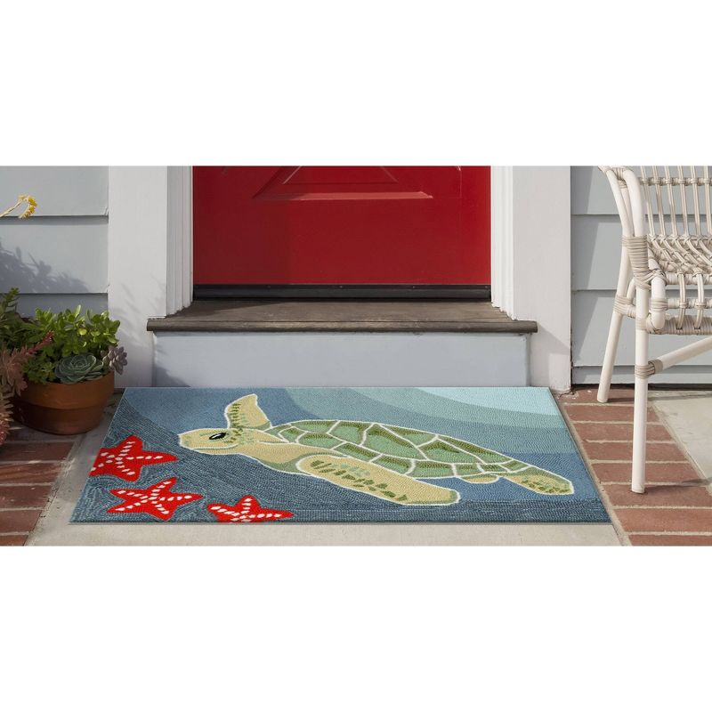 Frontporch Indoor/Outdoor Sea Turtle Ocean Rug 30"X48" Blue - Liora Manne