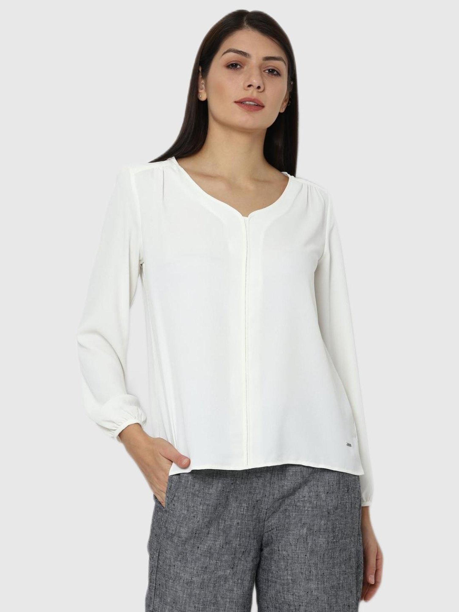Allen Solly White Regular Fit Top