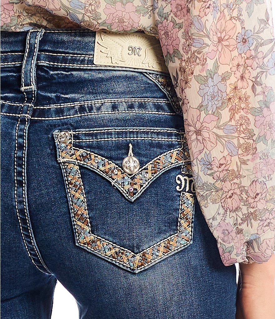 Miss Me Chloe Bordered Trim Pocket Bootcut Jeans