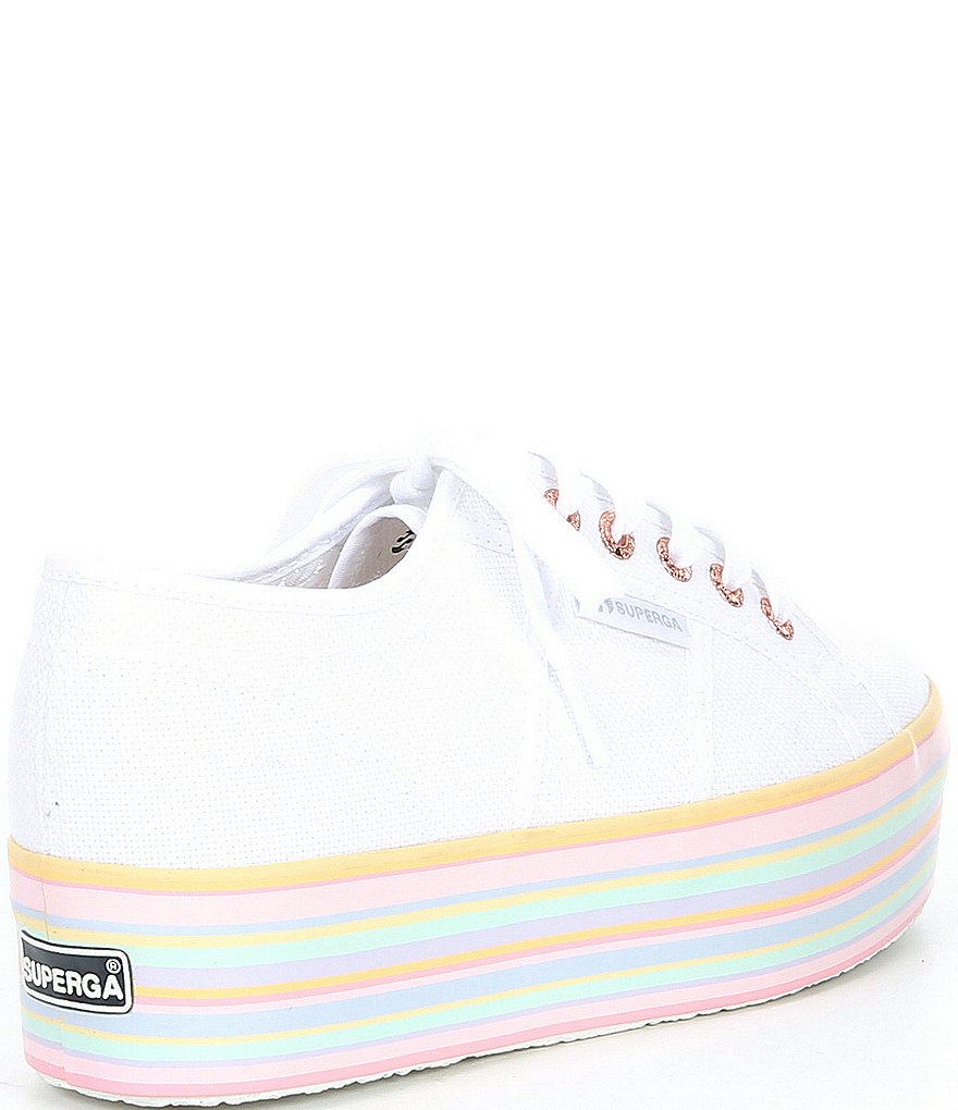 Superga Women's 2790 Rainbow Striped Platform Lace-Up Sneakers