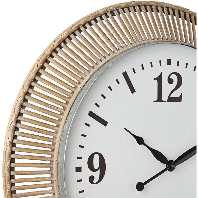 River Parks Studio Jericho Matte Brown Rattan 32 1/4" Round Wall Clock