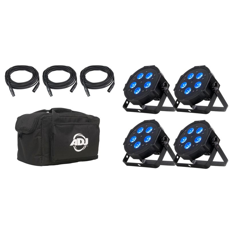 American DJ Mega Flat Hex Pak Lighting System & ADJ HEXCON Hex Series 6 Channel DMX DJ Controller with Built-In USB Port, Black