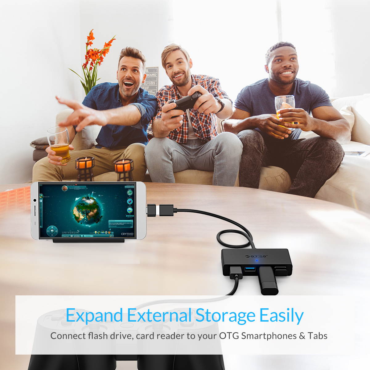 ORICO 4-Port USB 3.0 Data Hub with 4.92ft USB 3.0 Cable for Macbook, Mac Pro / mini, iMac, Surface Pro, XPS, Notebook PC, USB Flash Drives, Mobile HDD, and More