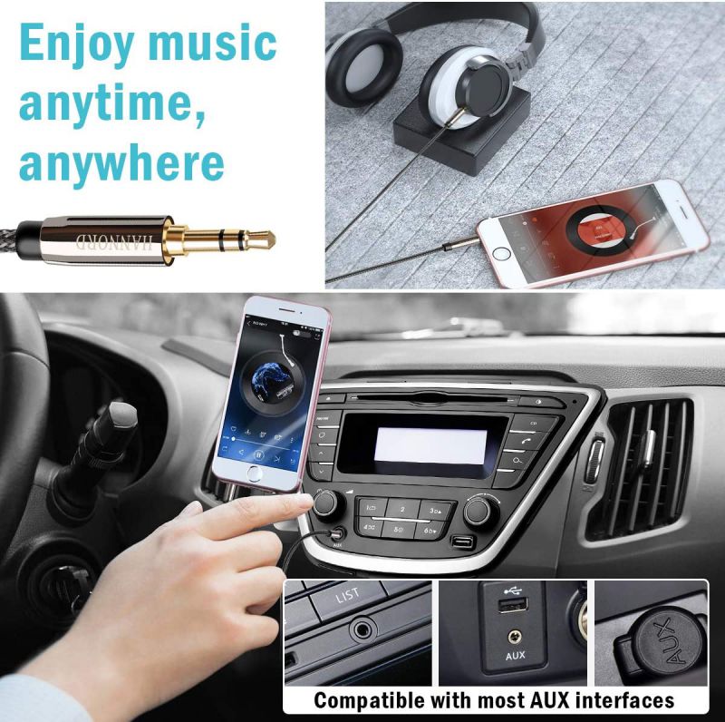 AUX Cable, 3.5mm Nylon Braided Stereo AUX Cable Male to Male Hi-Fi Sound AUX Cord Auxiliary Audio Cable for Car, Headphone, Speaker, Home Stereo, iPhone, Echo(3.3 Feet / 1 Meter)