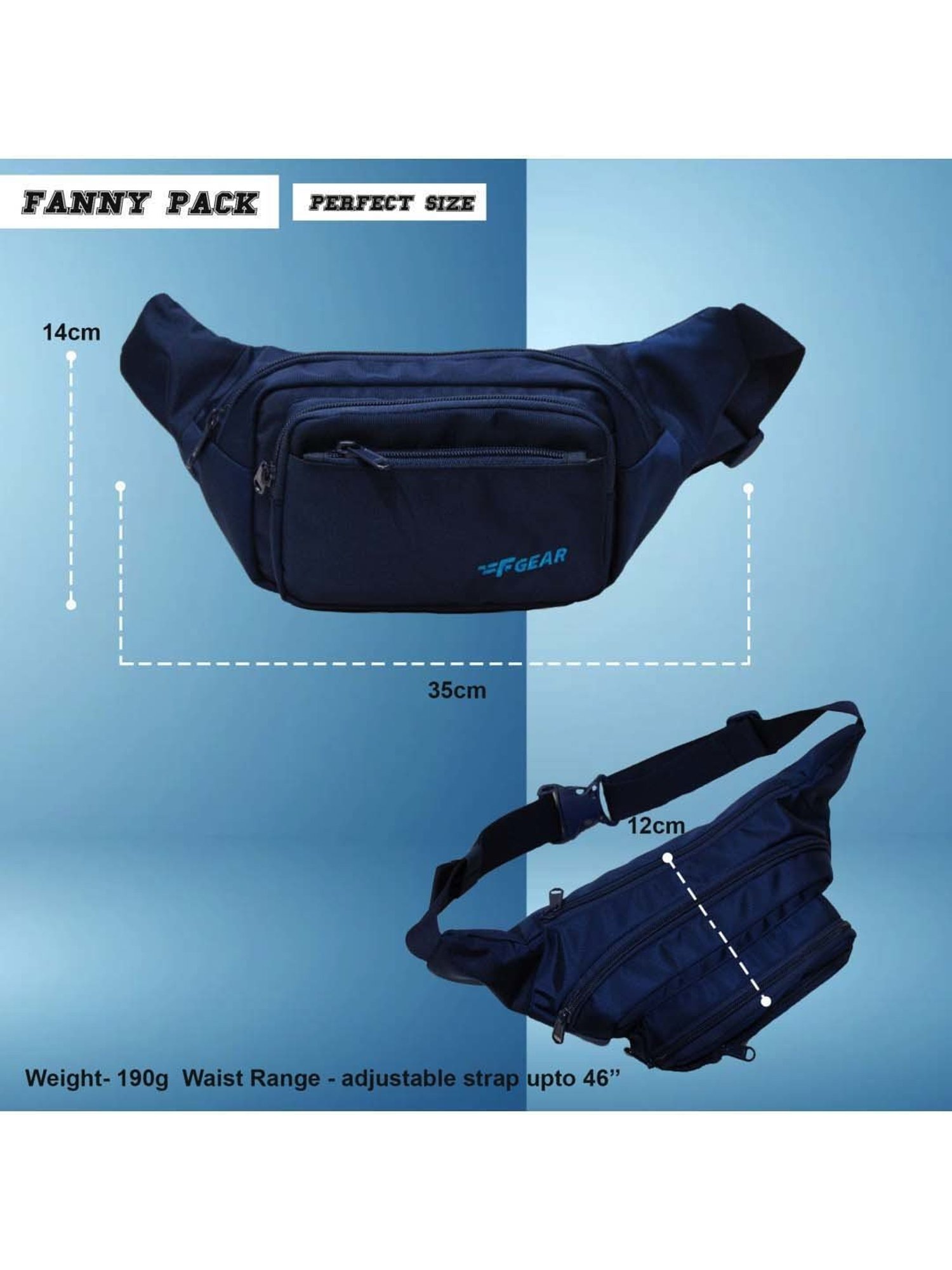 F Gear Navy Solid Waist Pouch
