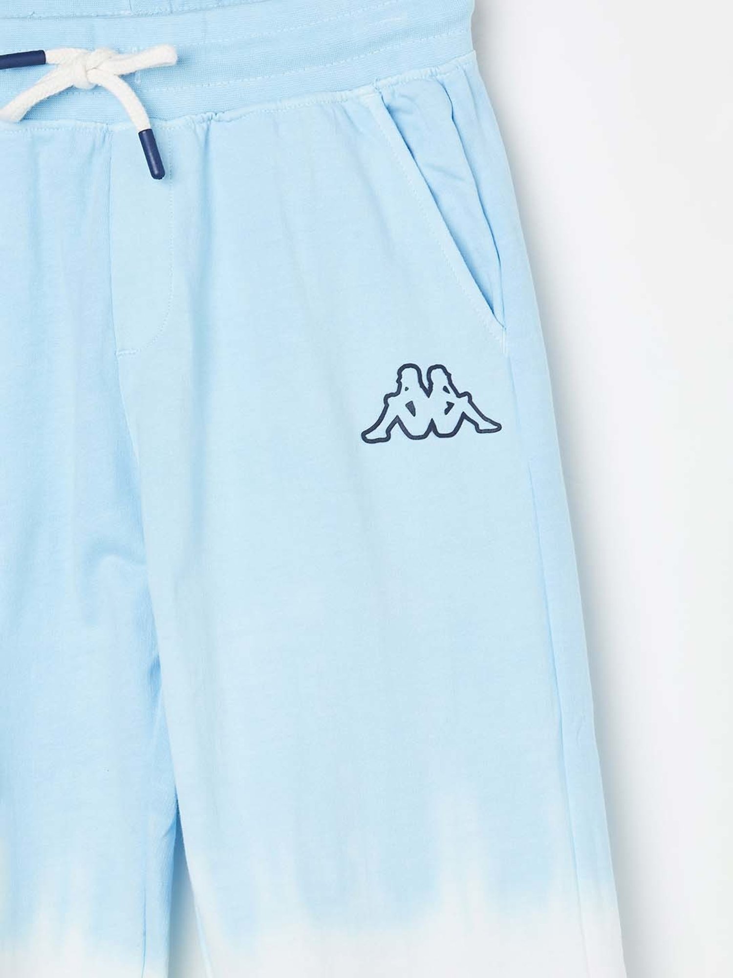 KAPPA Kids Blue & White Cotton Color Block Trackpants