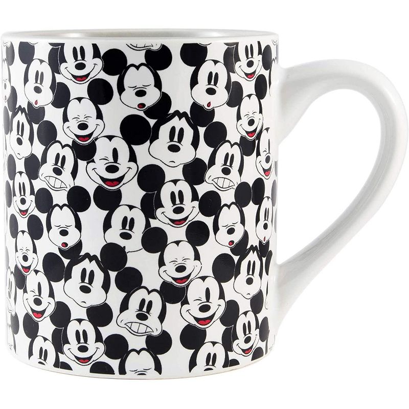 Silver Buffalo Disney Mickey Mouse Face Pattern 14oz Ceramic Coffee Mug