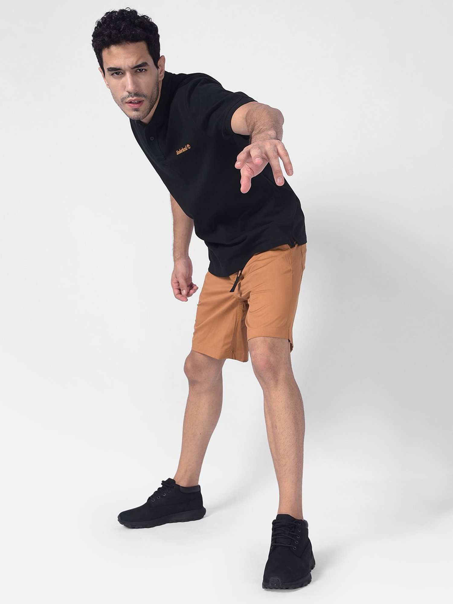 Timberland Black Regular Fit Logo Print Polo T-Shirt