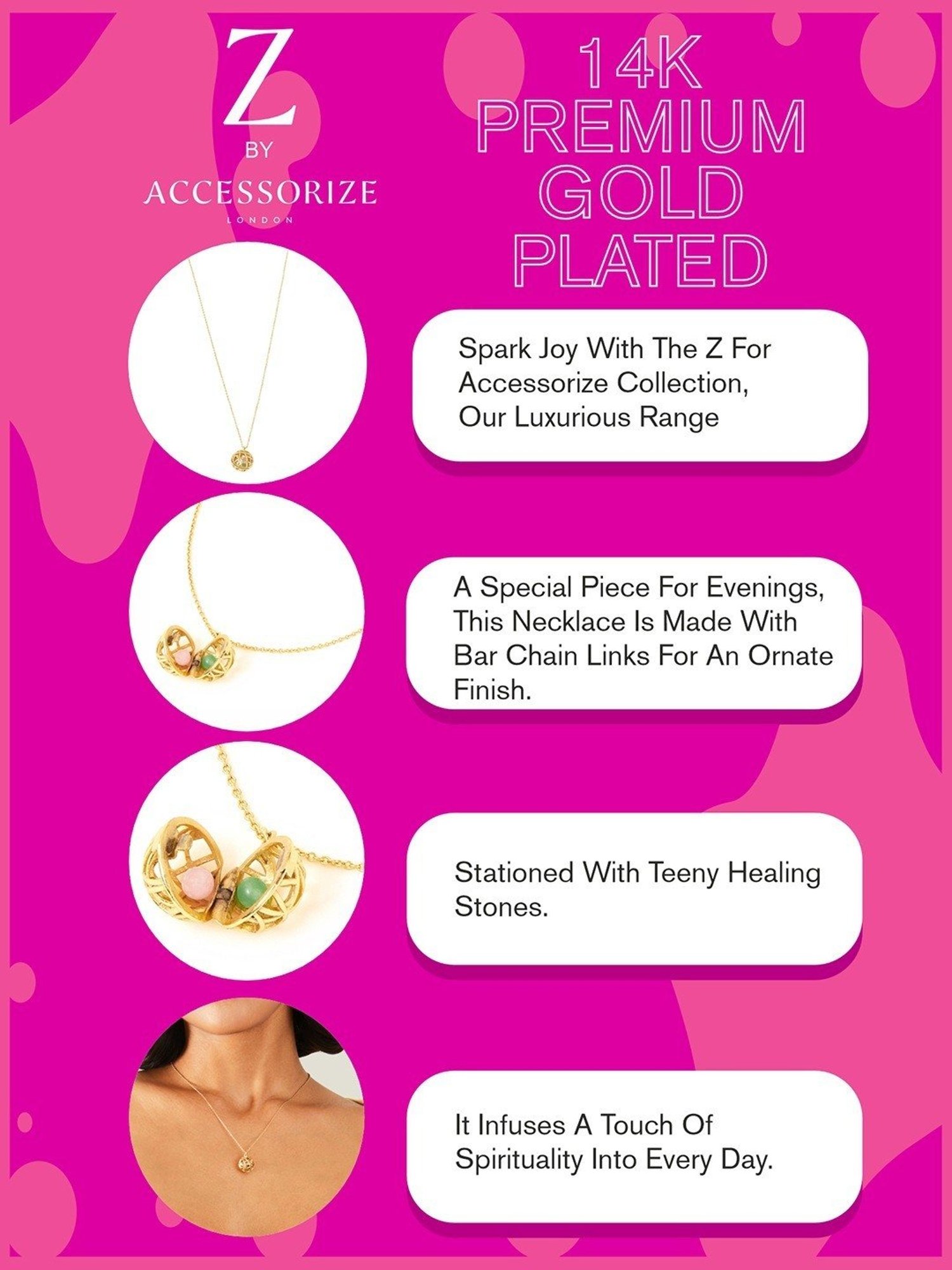 Accessorize London Real Gold-Plated Semi-precious Stone Necklace