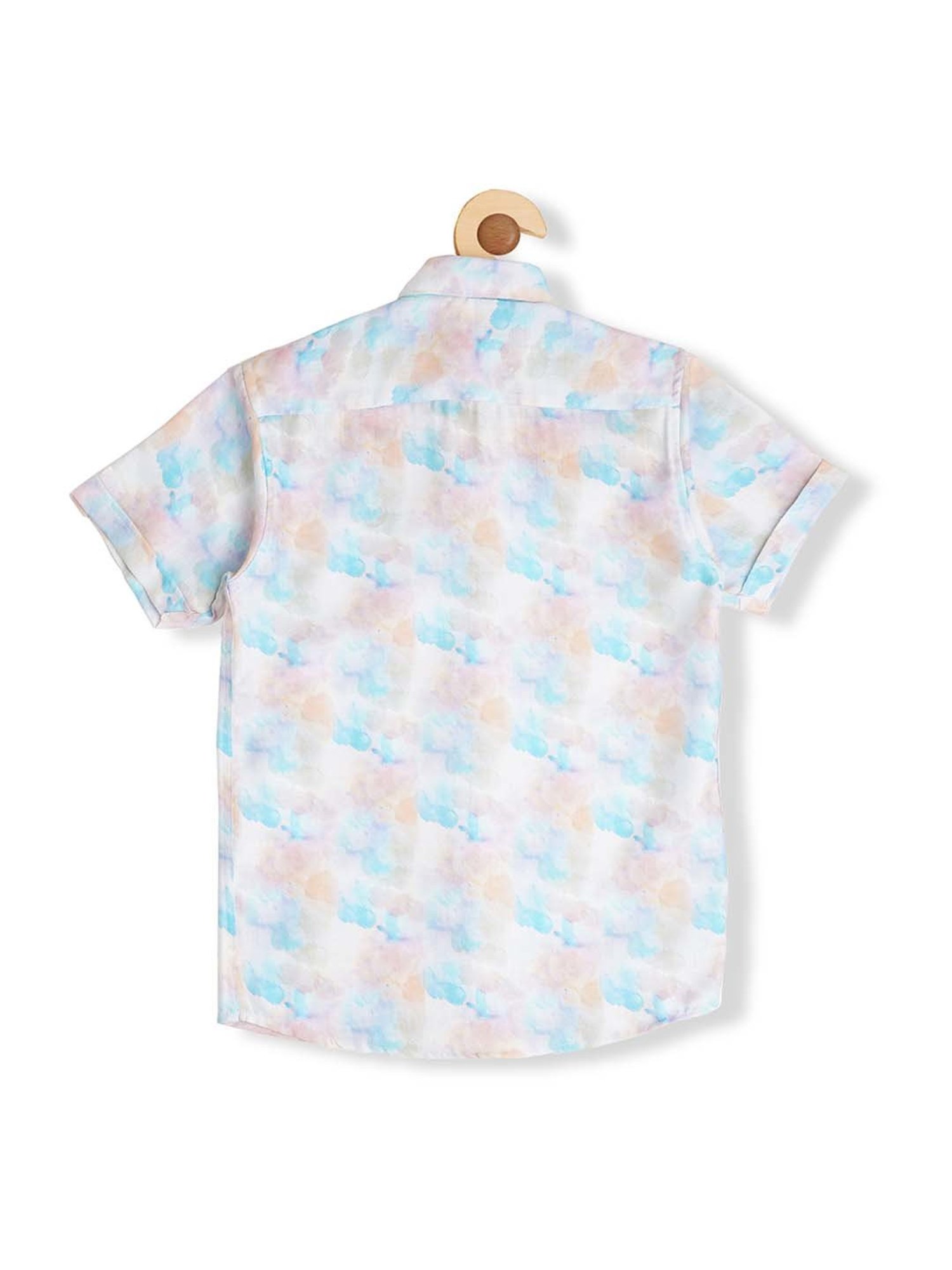 Cavio Kids Blue & White Cotton Printed Shirt with T-Shirt