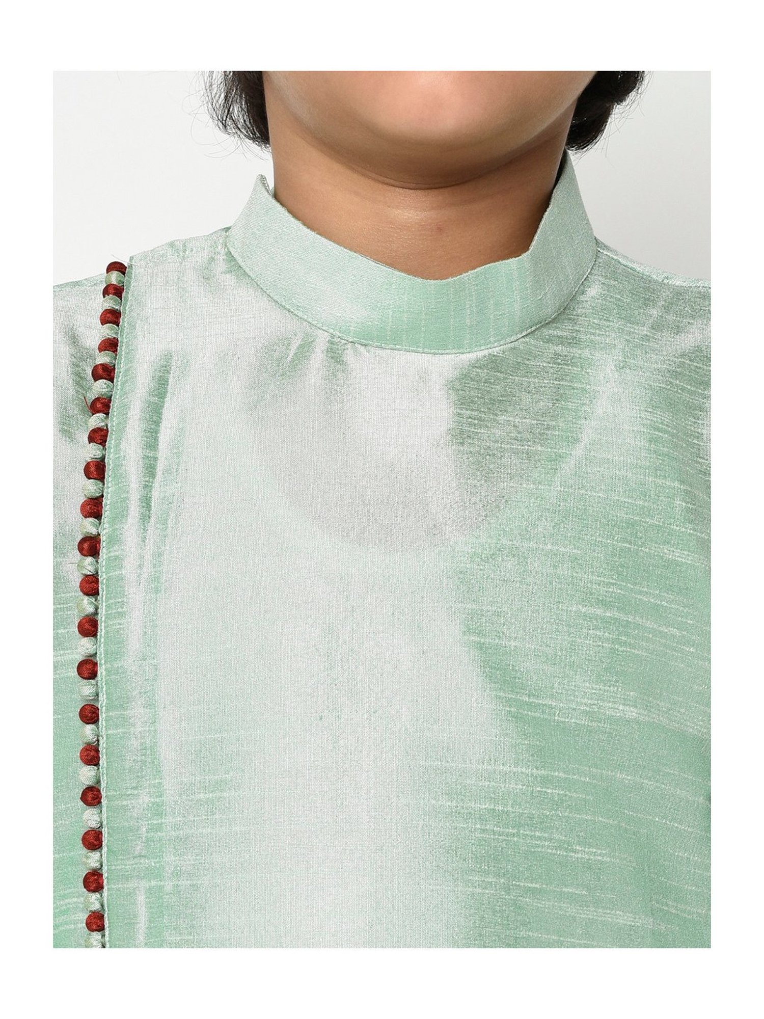 Deyann Kids Green & Red Solid Full Sleeves Kurta with Patiala