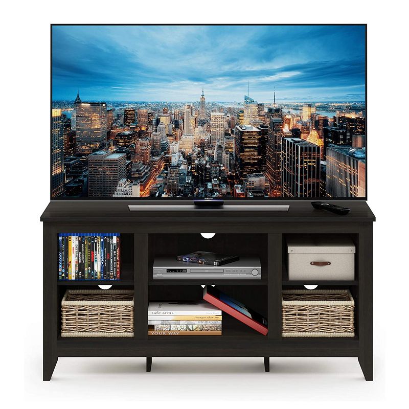 Furinno Jensen Sturdy Wooden Rectangle TV Stand with Open Storage Shelves for Bedroom, Living Room, or Playroom Organization, Espresso