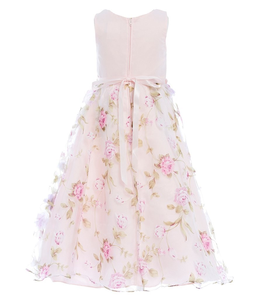 Laura Ashley Little Girls 2T-6X 3/4 Sleeve Rose & Butterfly Print Clip Dot Dress