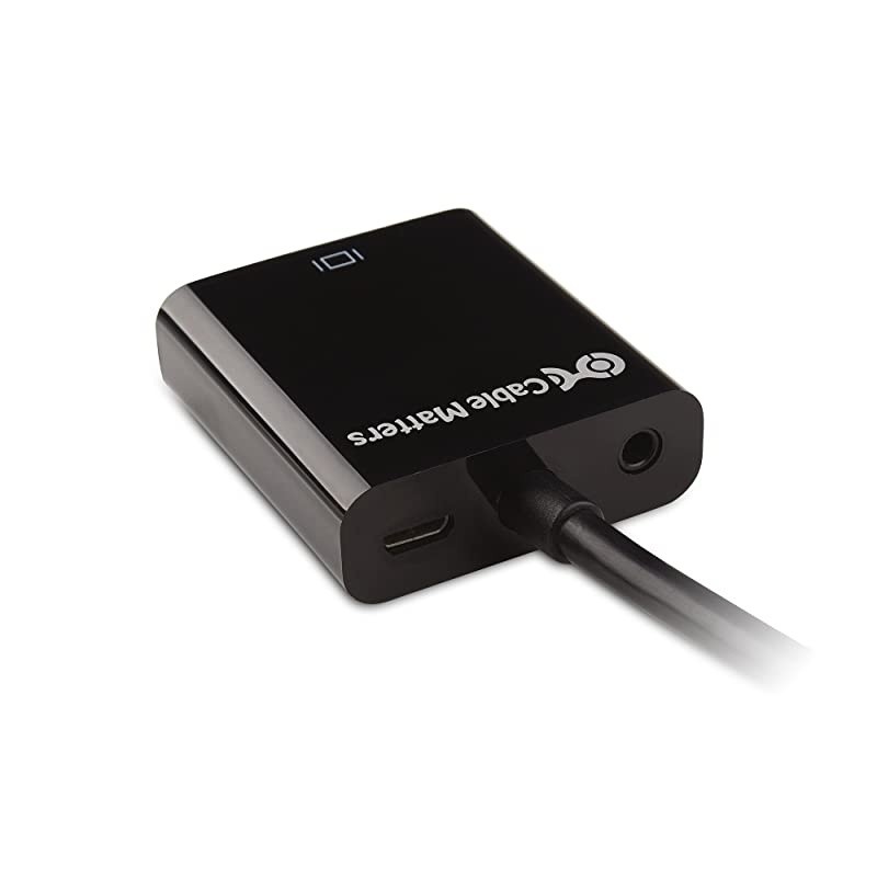 HDMI to VGA Adapter with 35mm Aux Audio Port HDMI to VGA Converter in Black