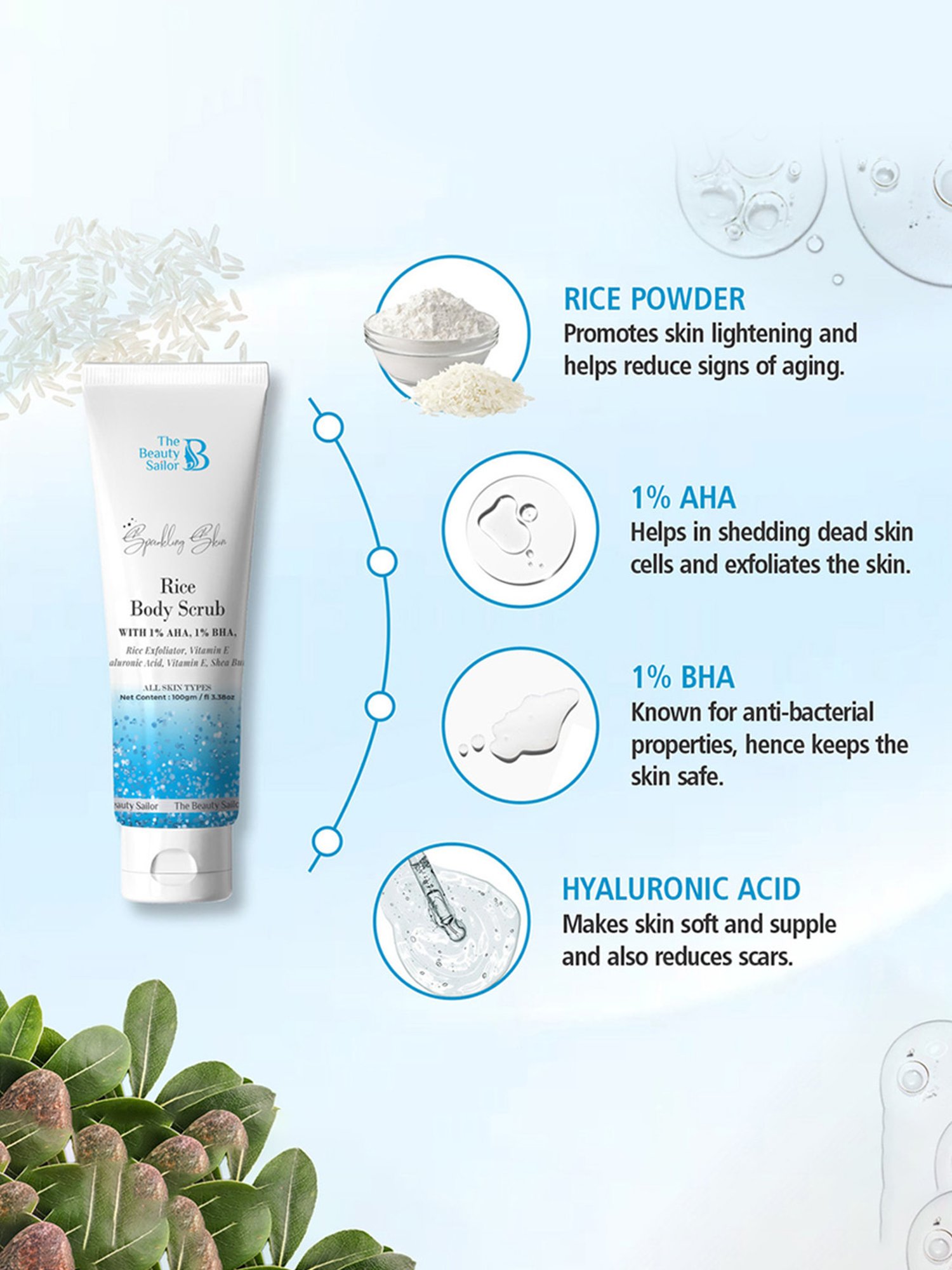The Beauty Sailor Sparkling Skin Rice Body Scrub - 100 gm