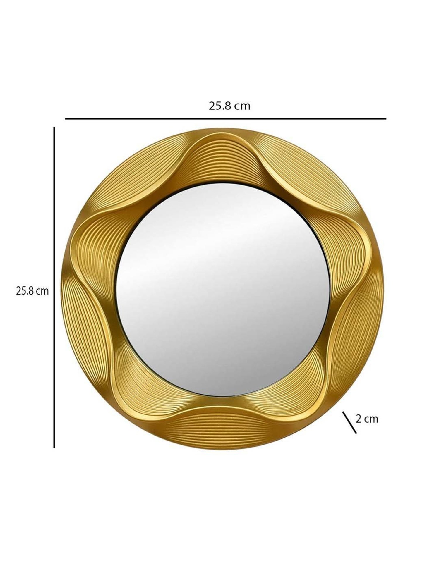 @home Gold Glass 3D Cirque Round Decorative Mirrors - Set of 3