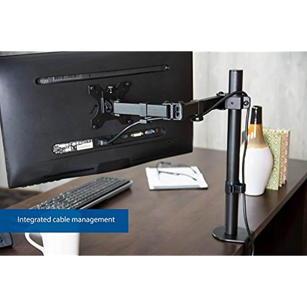 VIVO Full Motion Single VESA Monitor Desk Mount Stand with Double Center Arm Joint | For 13" to 32" Screens (STAND-V101)