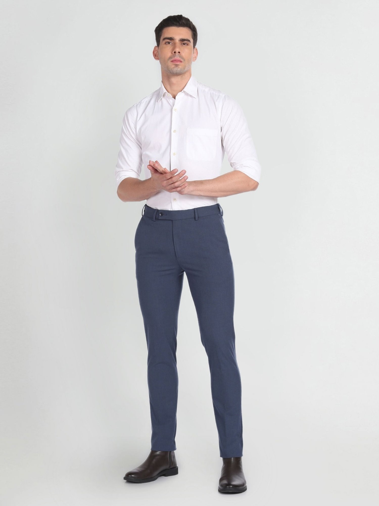 Arrow Blue Slim Fit Trousers