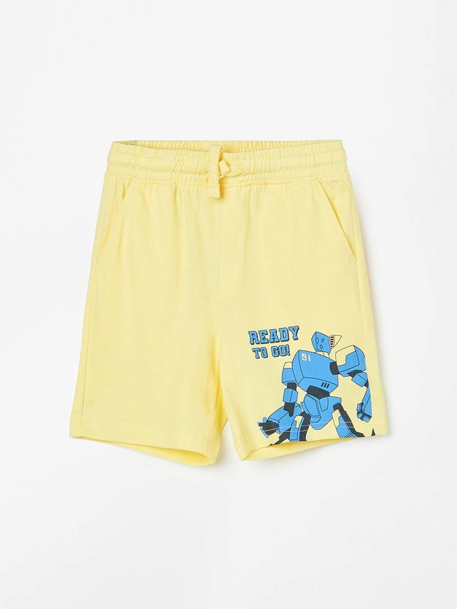 Fame Forever by Lifestyle Kids Yellow & Blue Cotton Printed Shorts