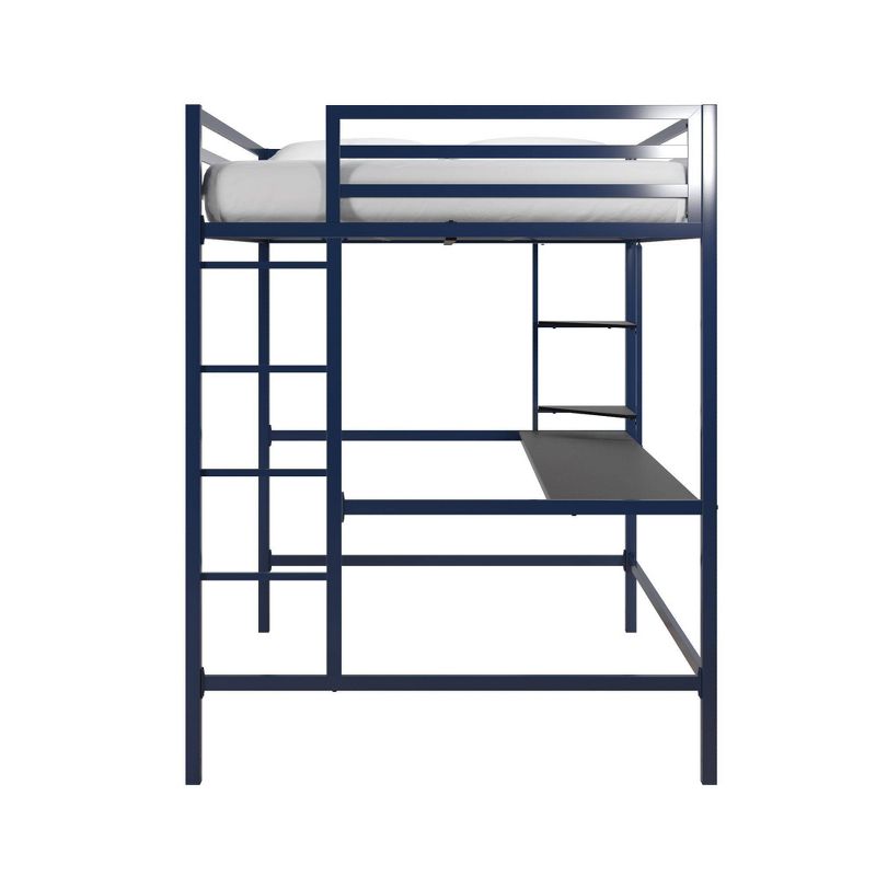 Full Maxwell Metal Loft Bed with Desk & Shelves Navy/Black - Novogratz