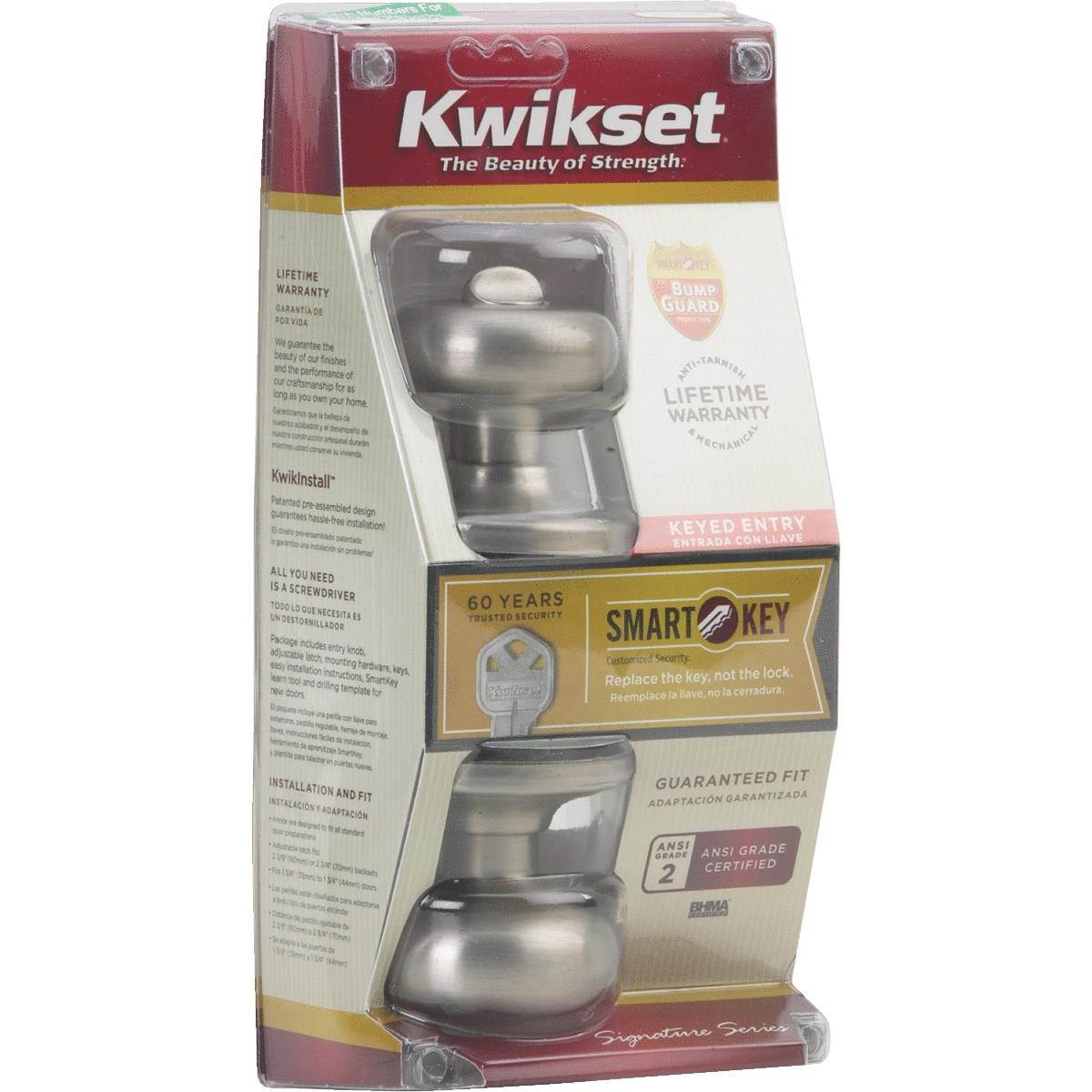Kwikset Signature Series Satin Nickel Juno Entry Door Knob with SmartKey