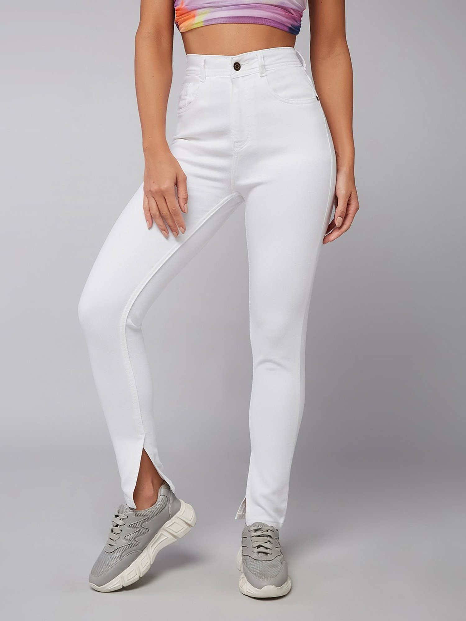 DOLCE CRUDO White Mid Rise Stretchable Jeans