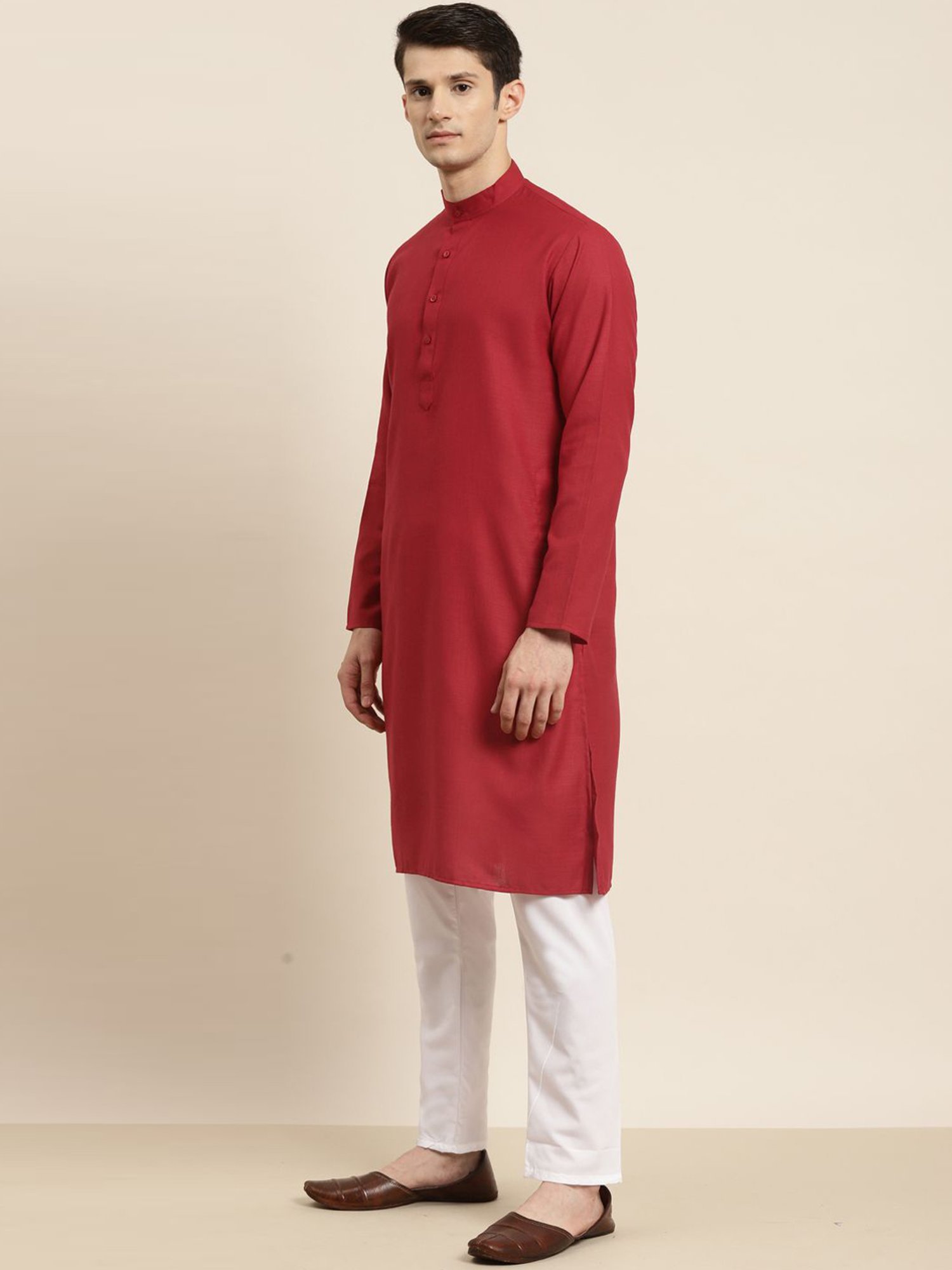 Sojanya Red & Green Regular Fit Kurta Set With Jacket