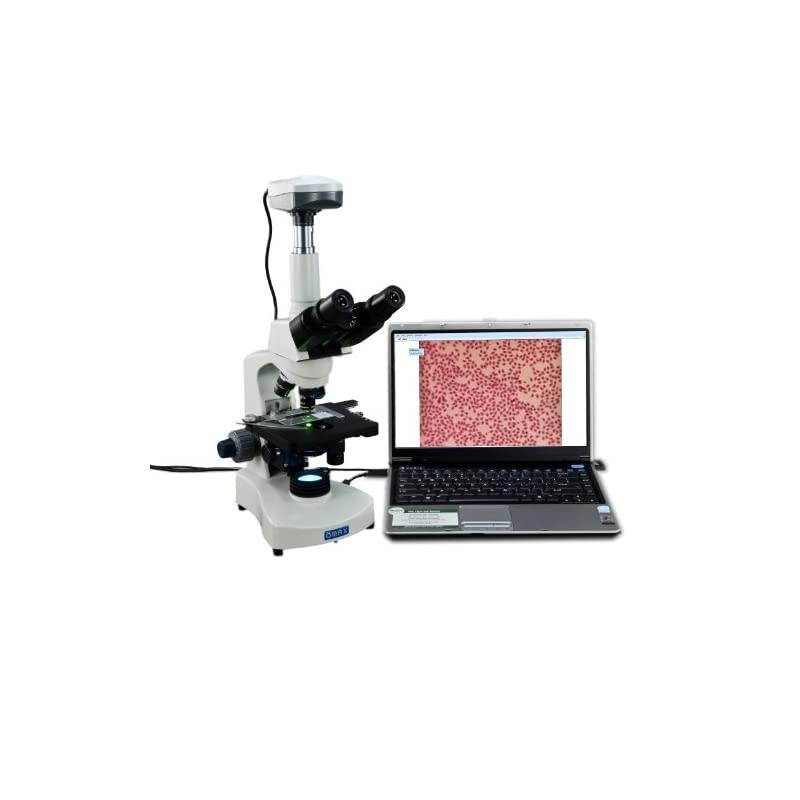40X-2000X LED Trinocular Compound Microscope with Reversed Nosepiece and 30 Degree Siedentopf Viewing Head and 5.0MP USB Camera